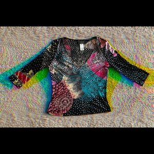 Vintage Christian Lacroix Silk Jersey V Neck🇫🇷